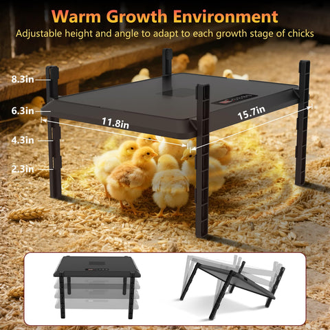 Devopet Smart Chick Brooder Plate dimensions-setup showcases compact size totaling 15.7 by 11.8 inches.