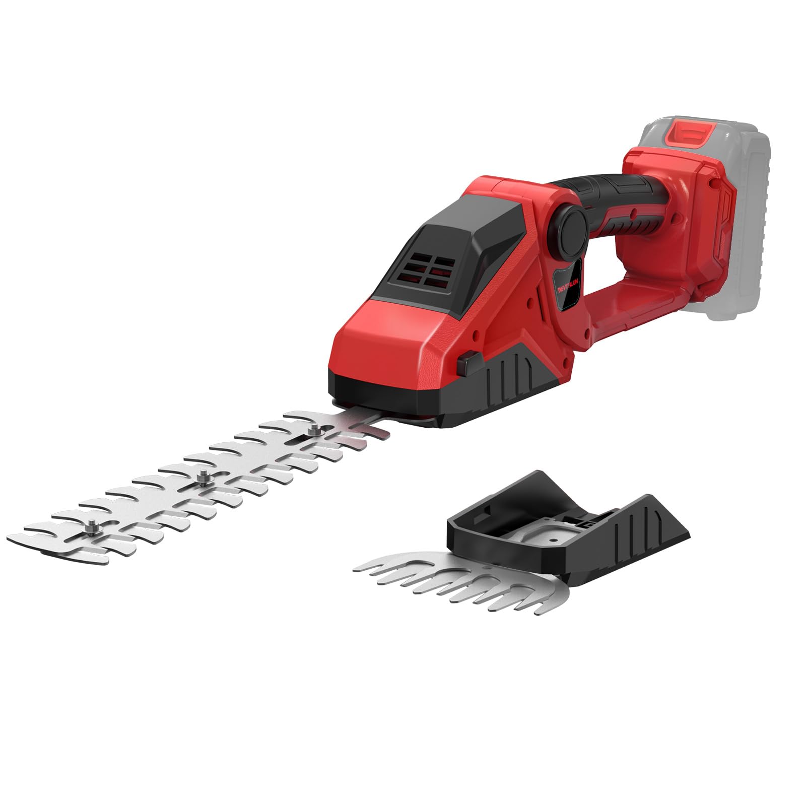 DEVTBLUN cordless hedge trimmer with Milwaukee compatibility for untethered pruning