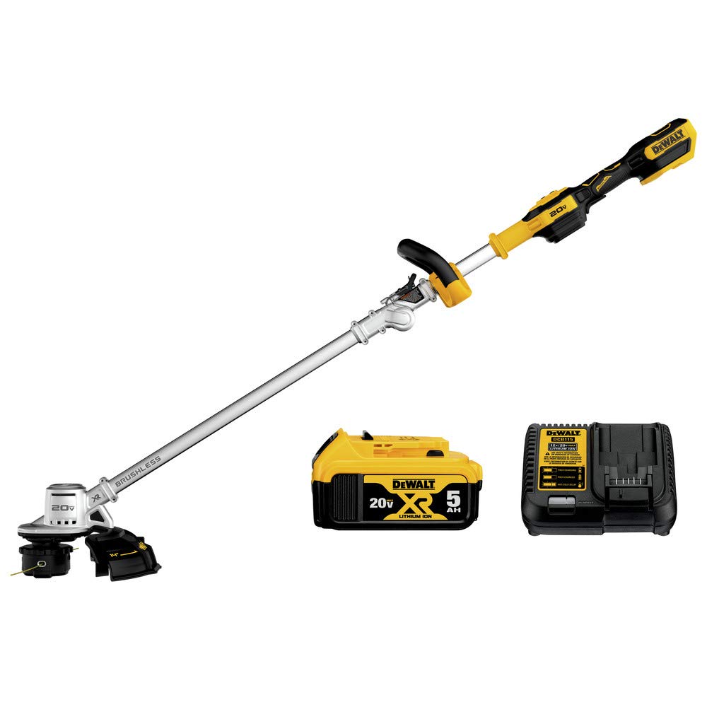 DEWALT 20V MAX string trimmer folding hinge enables compact storage and portability