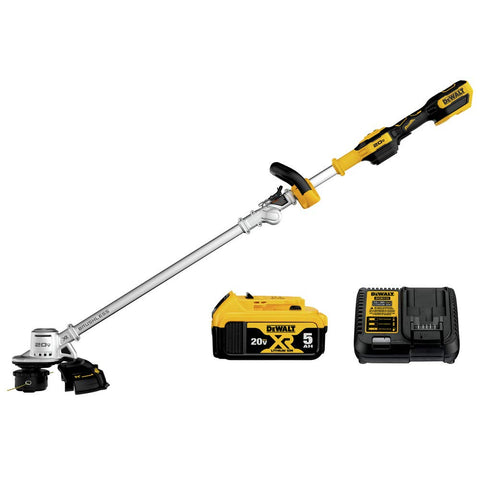 DEWALT 20V MAX string trimmer folding hinge enables compact storage and portability