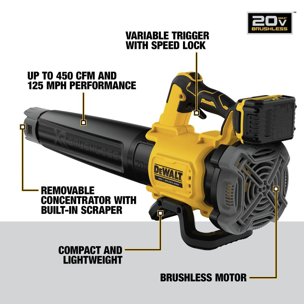 DEWALT 20V MAX XR leaf blower with lightweight ergonomic grip