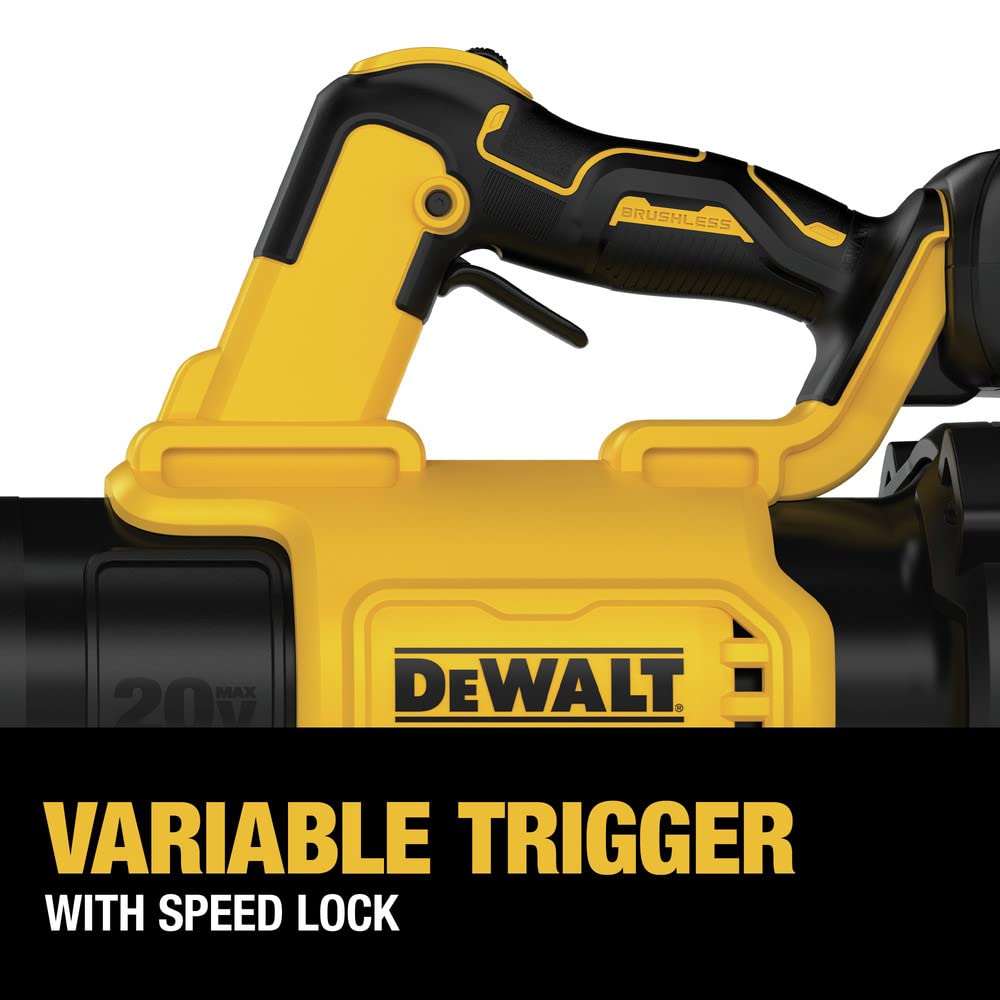 Variable trigger and lock enable precise power control on DEWALT blower