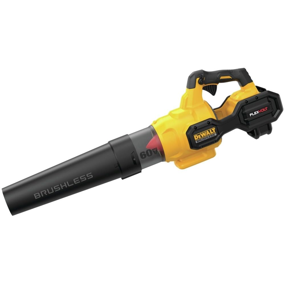 DEWALT 60V MAX FlexVolt leaf blower handheld axial design for efficient cleanup.