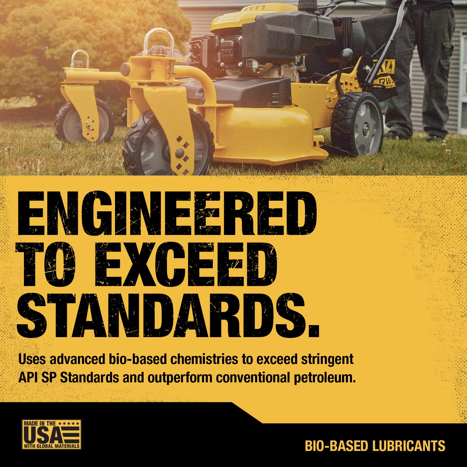DEWALT Biosynthetic oil small-engine setting demonstrates easy cold starts.