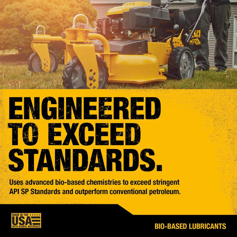 DEWALT Biosynthetic oil small-engine setting demonstrates easy cold starts.