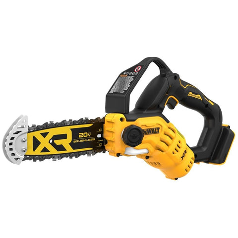 DEWALT chainsaw pruning 20V 8in front view for easy yard maintenance