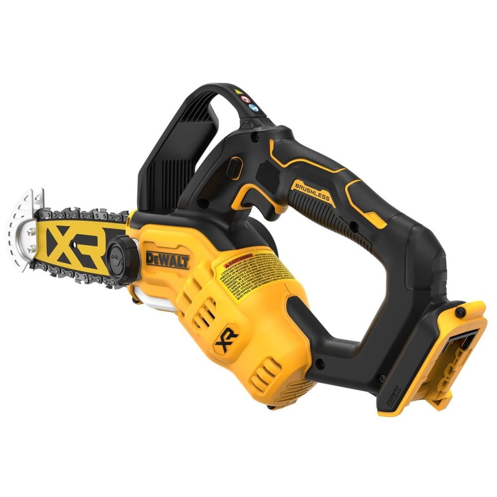 DEWALT chainsaw pruning 20V 8in grip and trigger for control