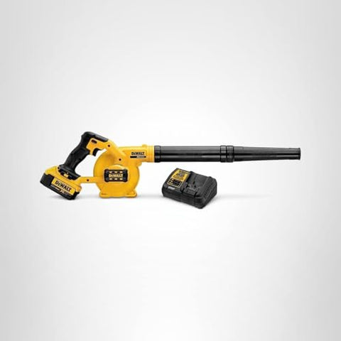 Compact blower in action fitting tight spaces like gutters and benches.