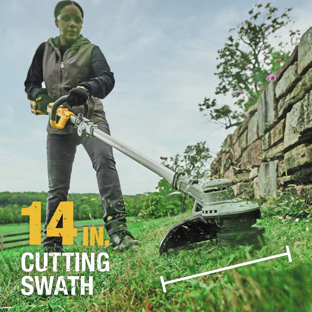 DEWALT DCST922B ergonomic handle reduces user fatigue during trimming.