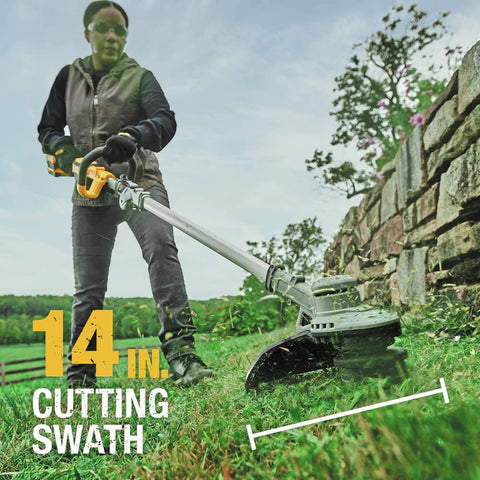 DEWALT DCST922B ergonomic handle reduces user fatigue during trimming.