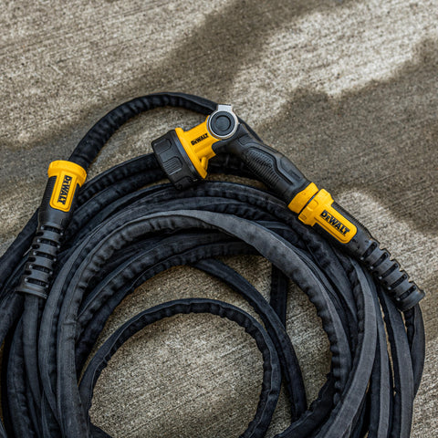 DEWALT DXMH3302 coiled storage demo illustrates easy handling.
