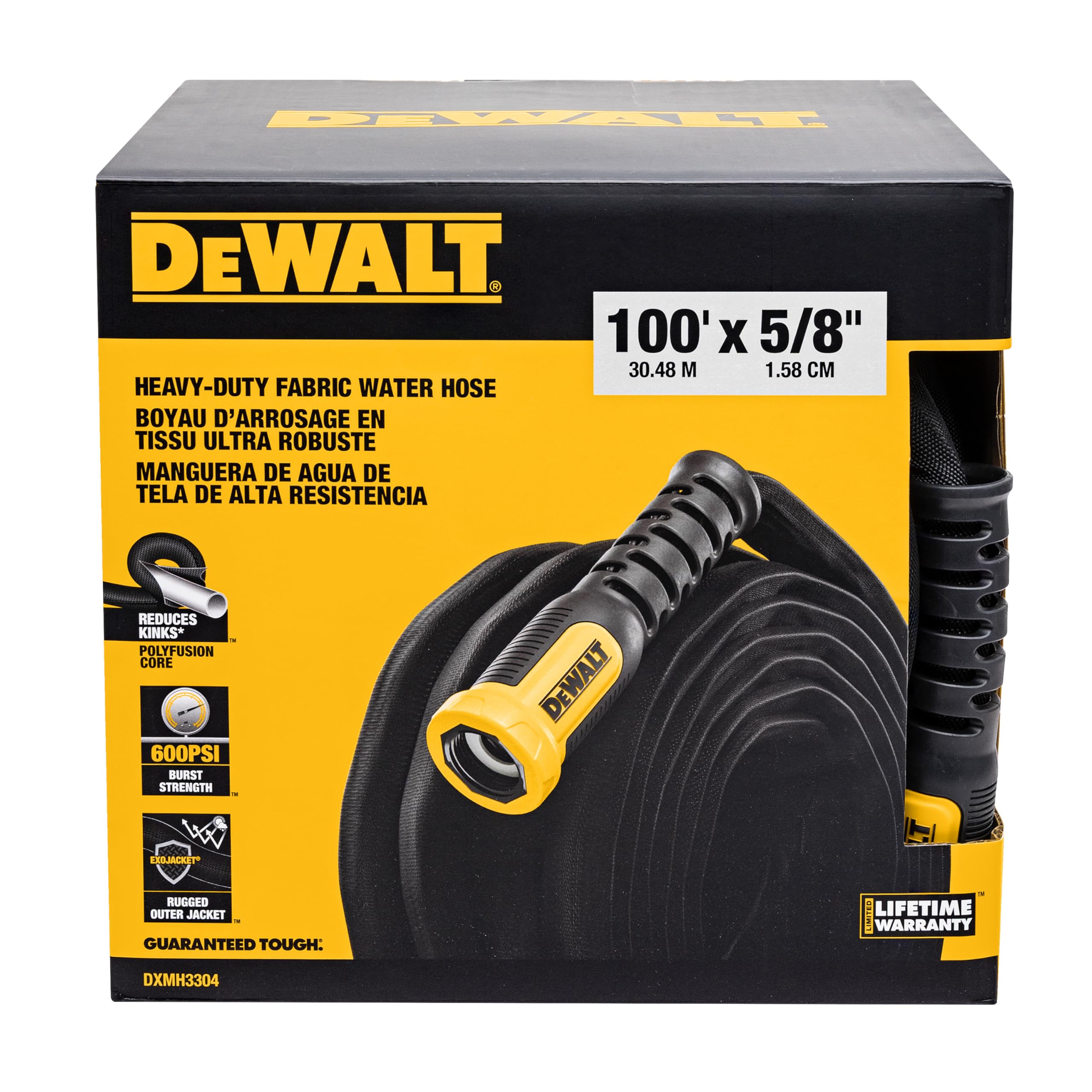 DEWALT DXMH3304 heavy-duty fabric hose for durable garden use.