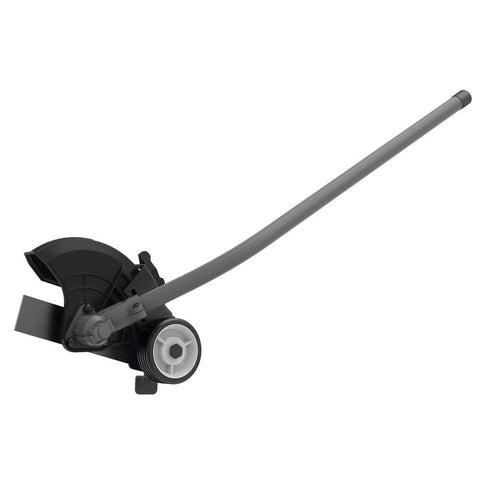 DEWALT head edger attachment in steel with 7.5-inch edge for clean lawn borders.