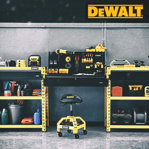 DEWALT shop stool 360° swivel enables easy tool access around the workspace.