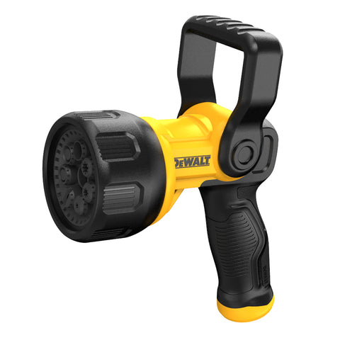 DEWALT heavy-duty hydro cannon nozzle with seven-pattern spray versatility for watering