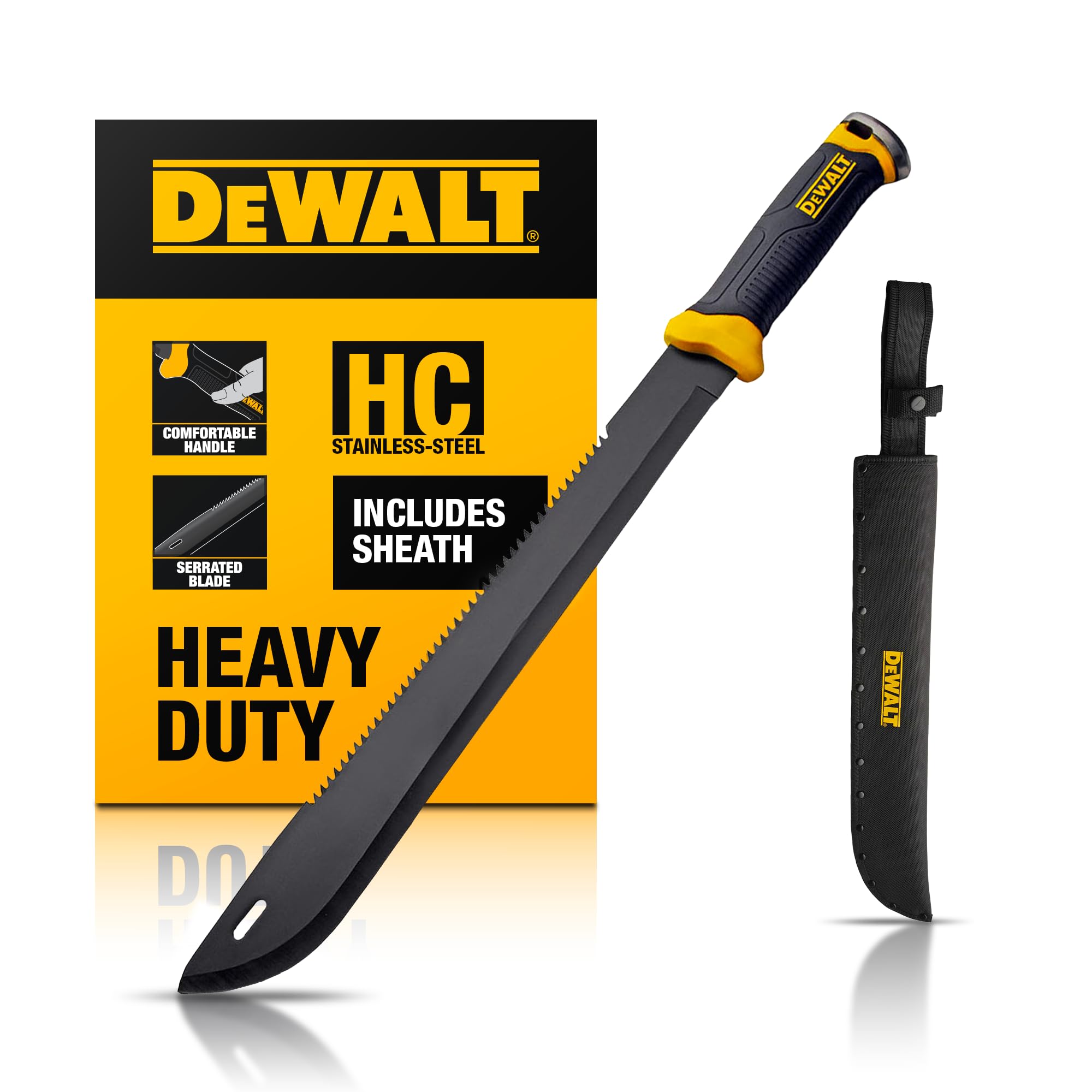 DEWALT MA60 field machete blade for tough outdoor cutting tasks.
