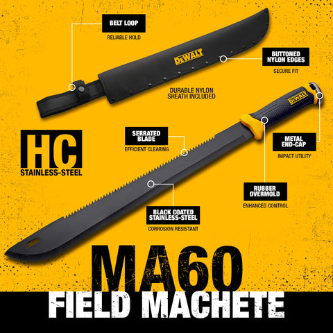 DEWALT MA60 non-slip handle provides secure grip and control.