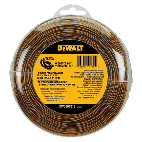DEWALT trimmer line 095in 144ft spool for crisp edging and grass trimming