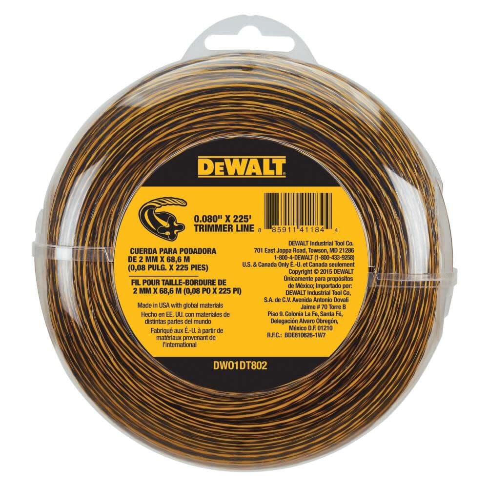 DEWALT trimmer line blends flexible and impact-resistant materials for durable yard work.