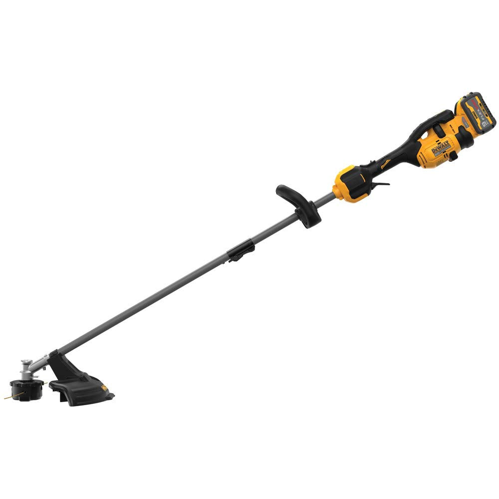 DEWALT universal attachment capability highlighting versatility for edging, pruning, and more tasks
