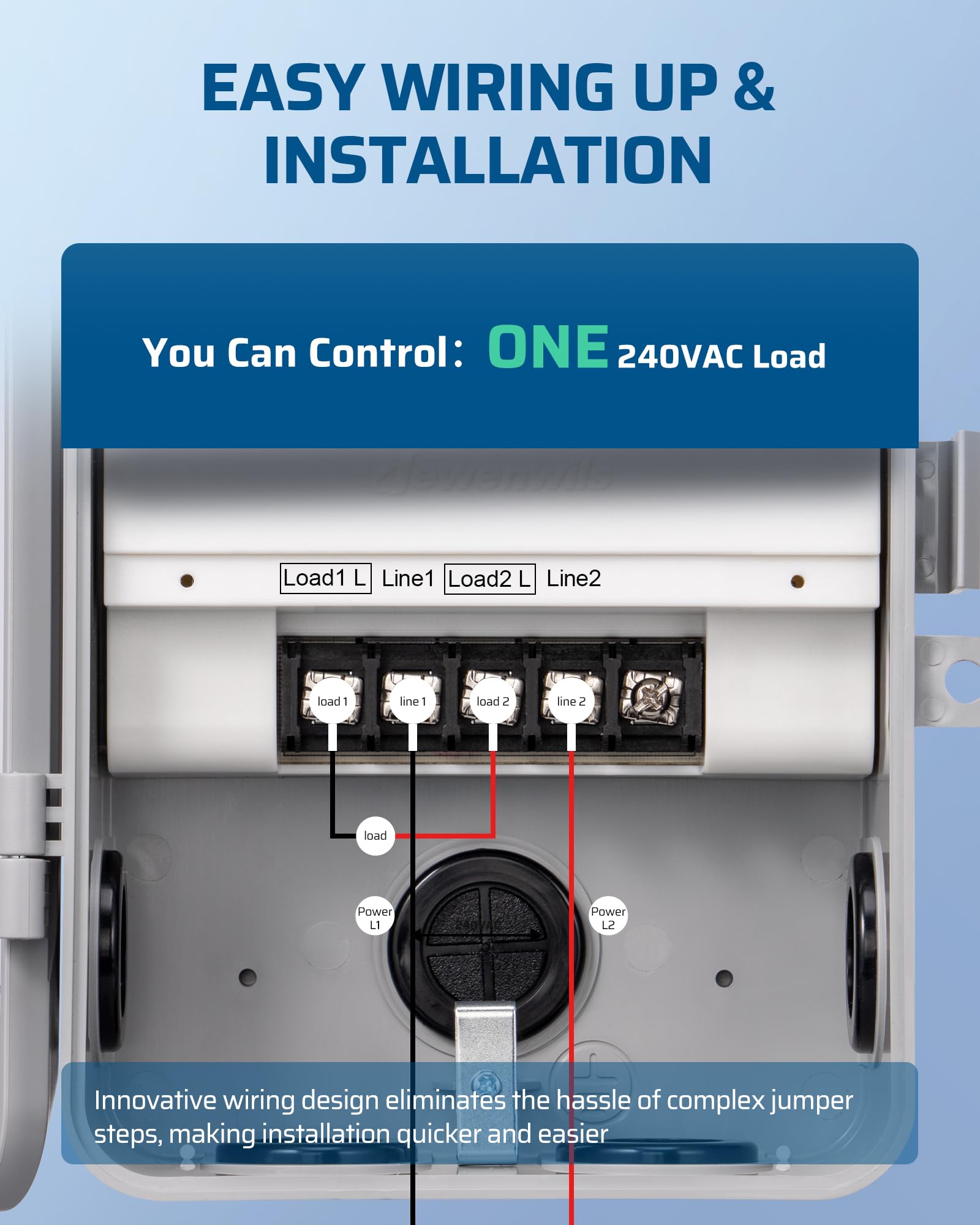 DEWENWILS timer powering a 240V single-load system