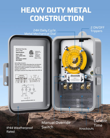 DEWENWILS ETL-listed label emphasizes certified reliability for versatile indoor/outdoor use.