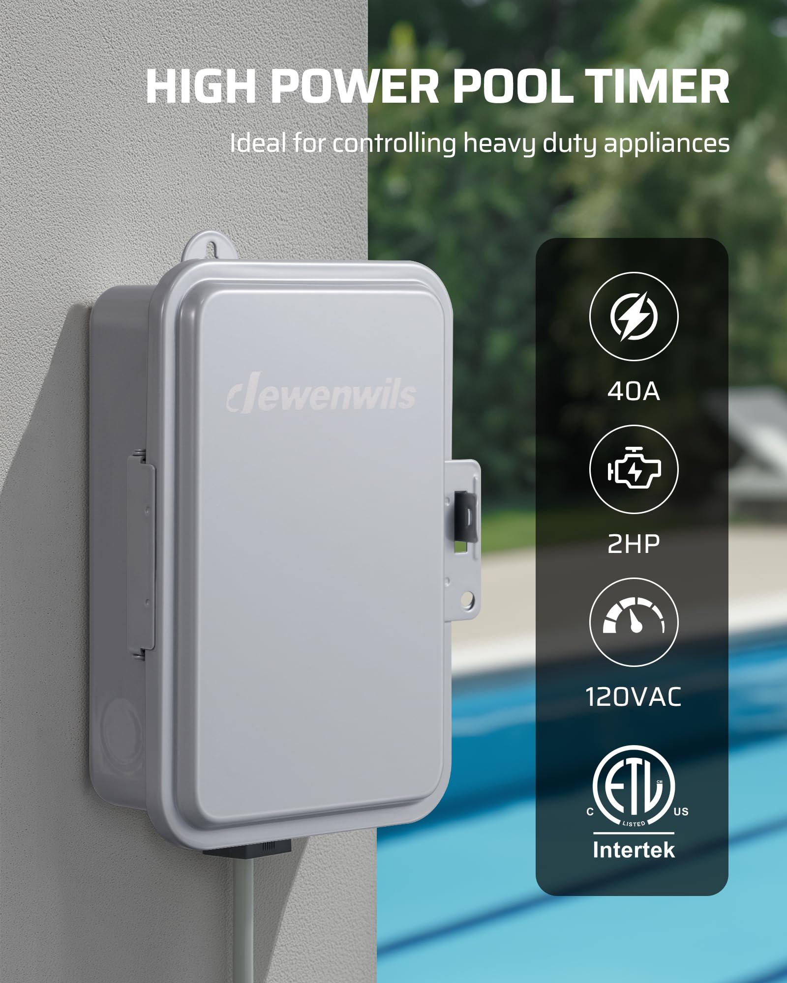 DEWENWILS heavy-duty timer enclosure protects connections outdoors