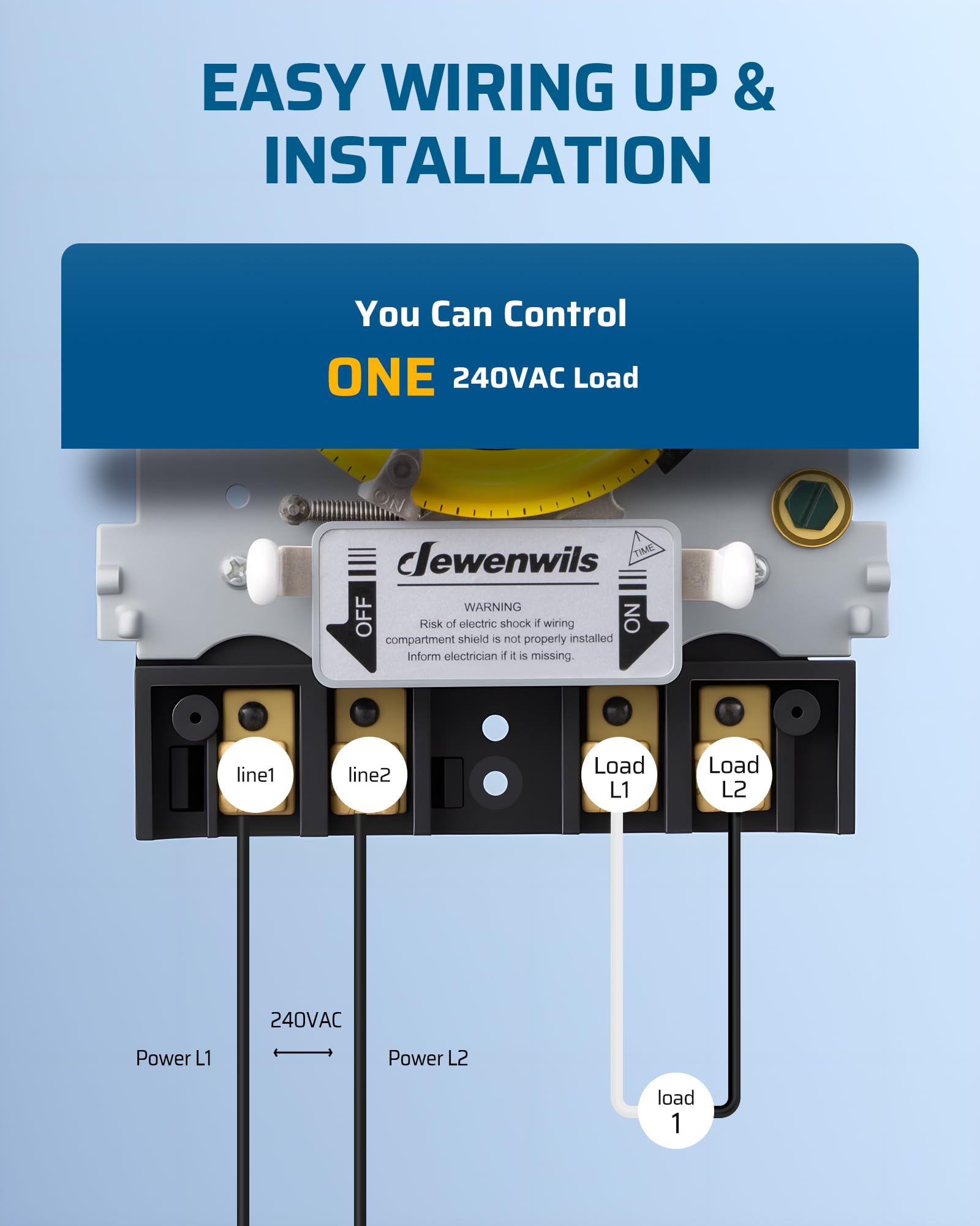 DEWENWILS timer with manual override enables immediate control when needed.