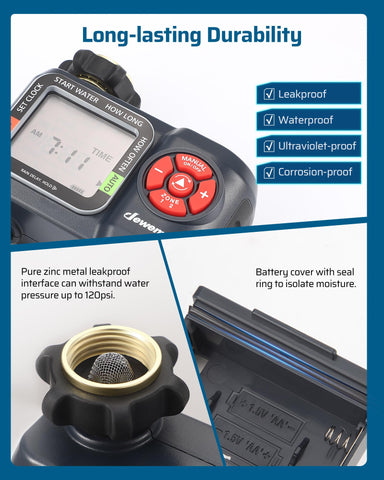Manual watering mode for spot irrigation when needed.
