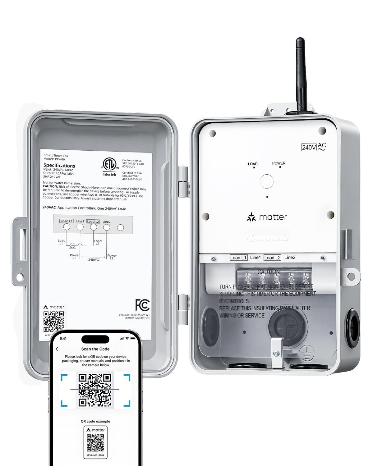 DEWENWILS Matter smart timer front view for outdoor pool pump control.
