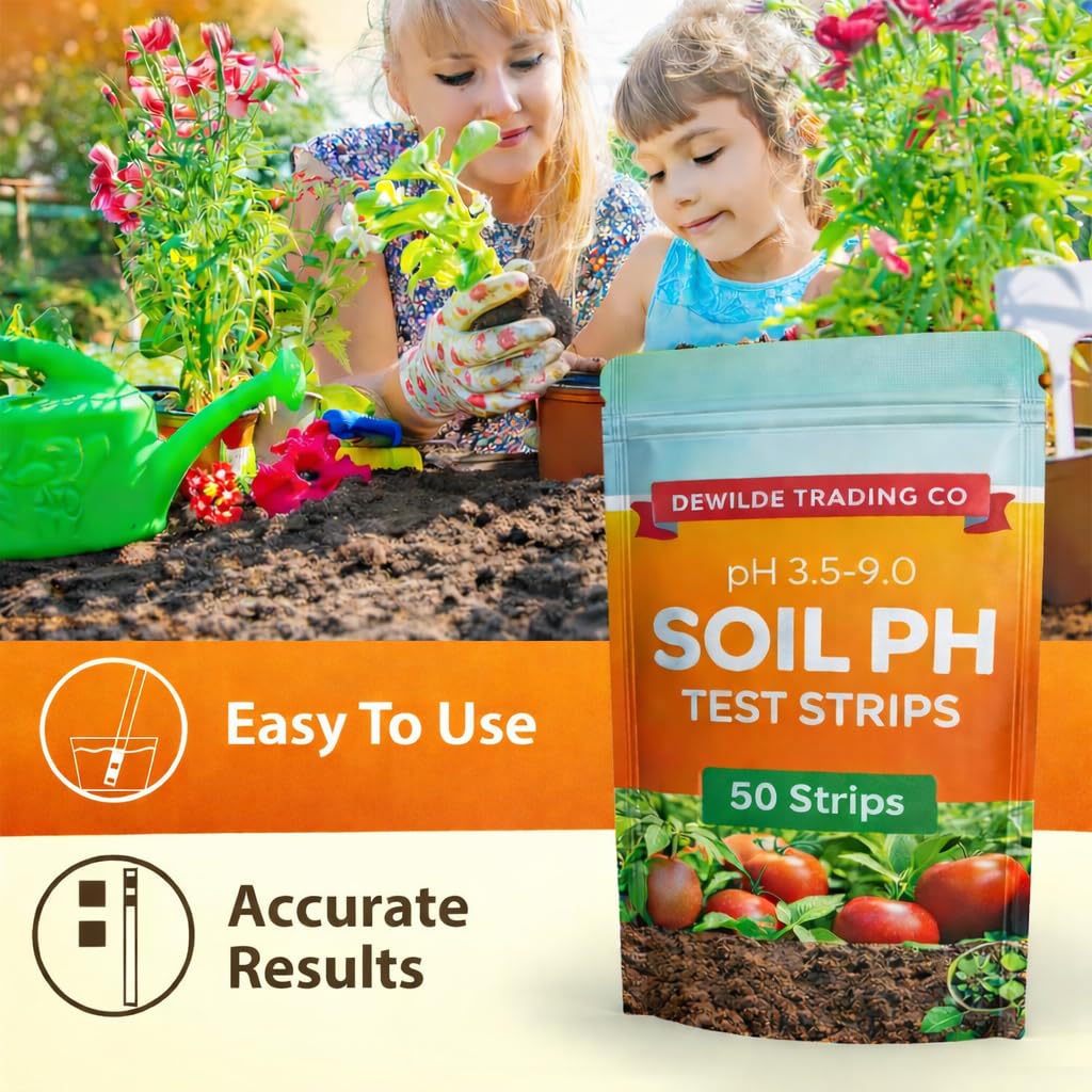 Dewilde color chart readout shows pH range 3.5–9 for home plants.