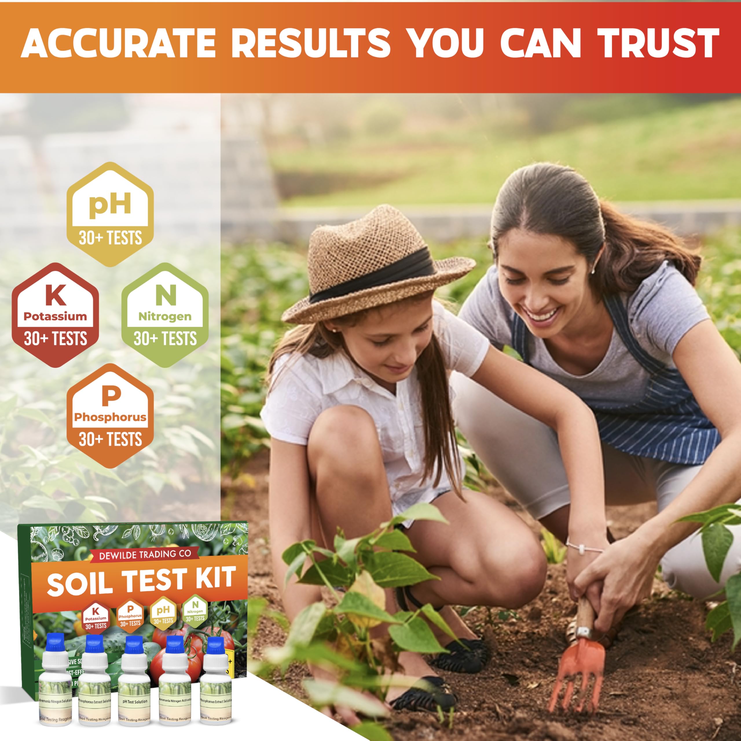 Dewilde Trading Co soil test kit contents for nutrient analysis