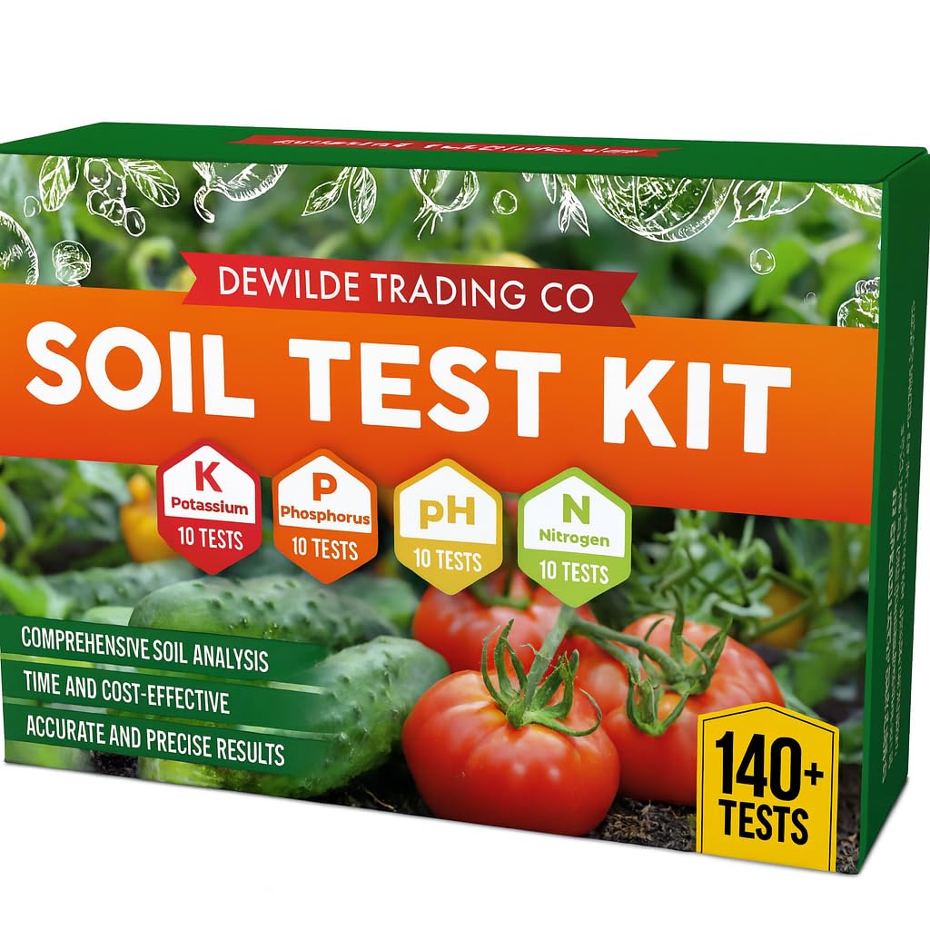 Dewilde Trading Co soil test kit cover showing 140 tests for home gardens and lawns