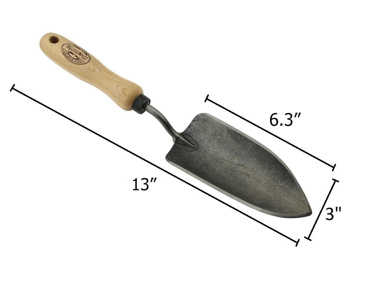 DeWit boron steel blade full-length sharpened edge enabling efficient planting and weeding.
