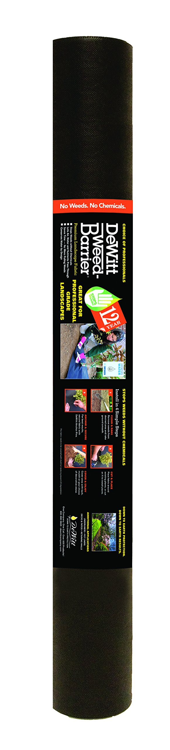 Dewitt 12-Year Weed Barrier fabric blocks weeds while allowing water and nutrients to flow
