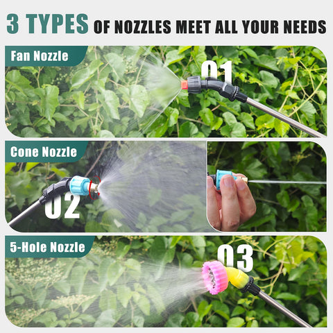 Retractable wand extends reach to tall plants with ease.