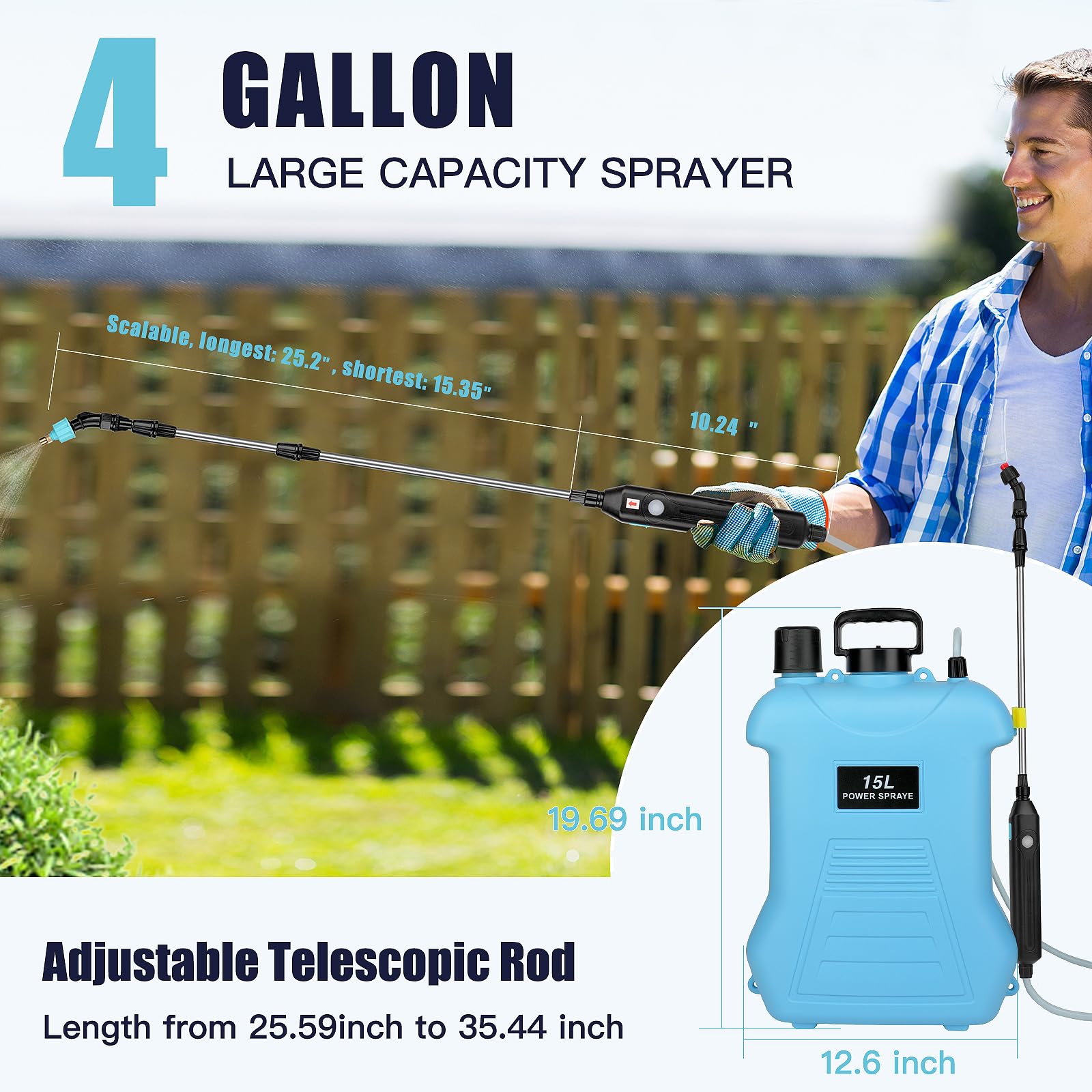 Dewoterea backpack sprayer with three nozzles for versatile garden coverage