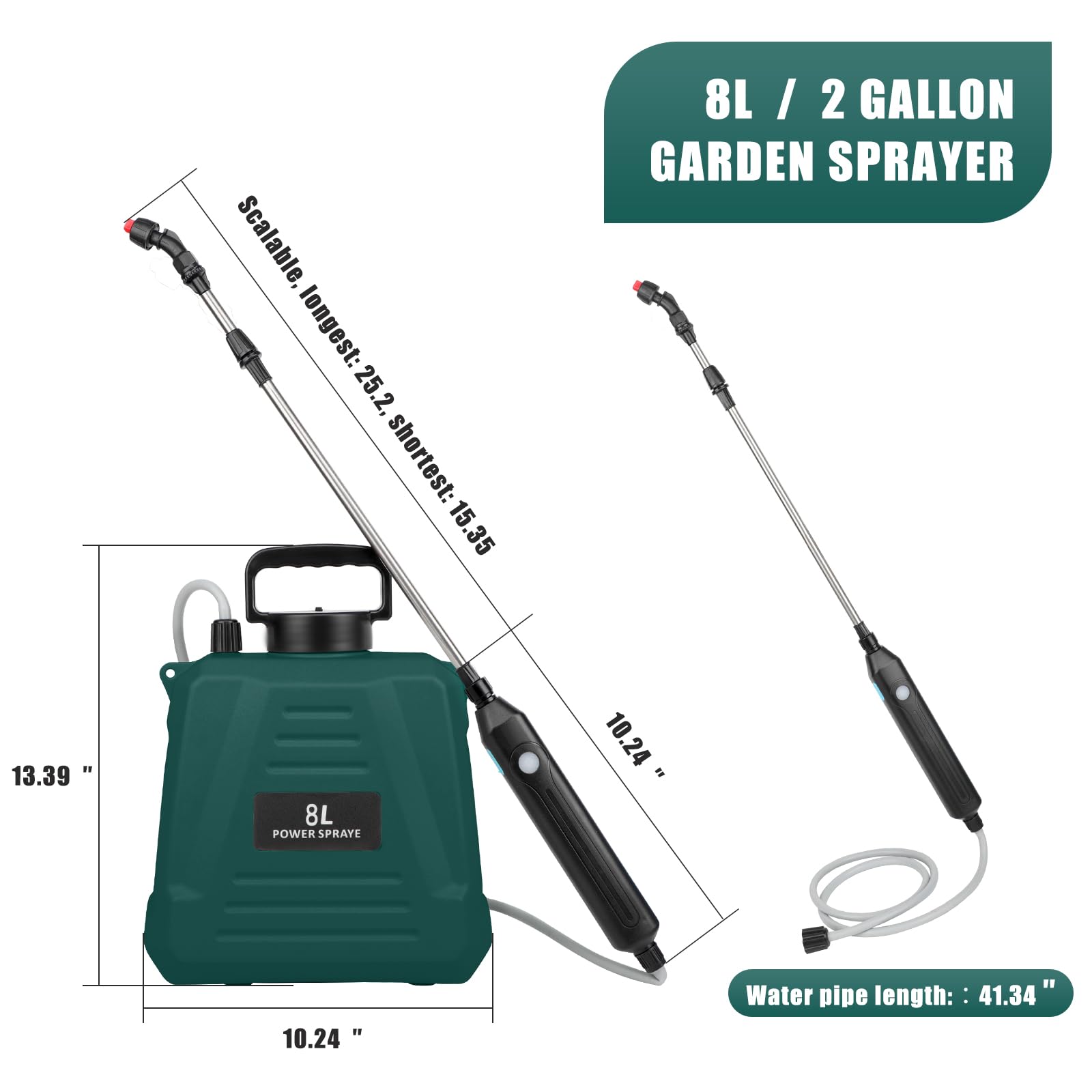 Three nozzle options enable precise mist, column, or fan spray.