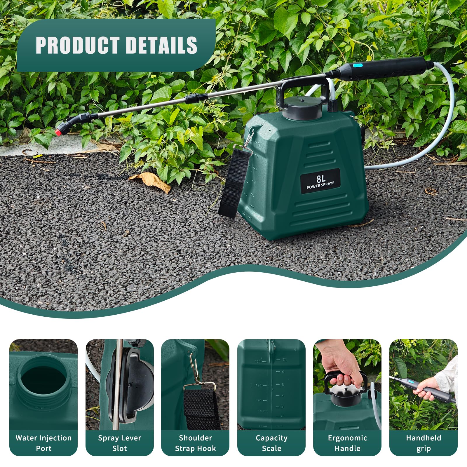 USB-rechargeable handle keeps spraying on the go.
