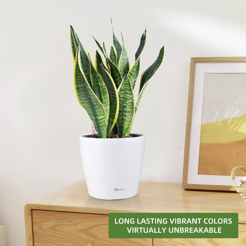 Dexceder indoor/outdoor planter with reservoir supports flexible placement