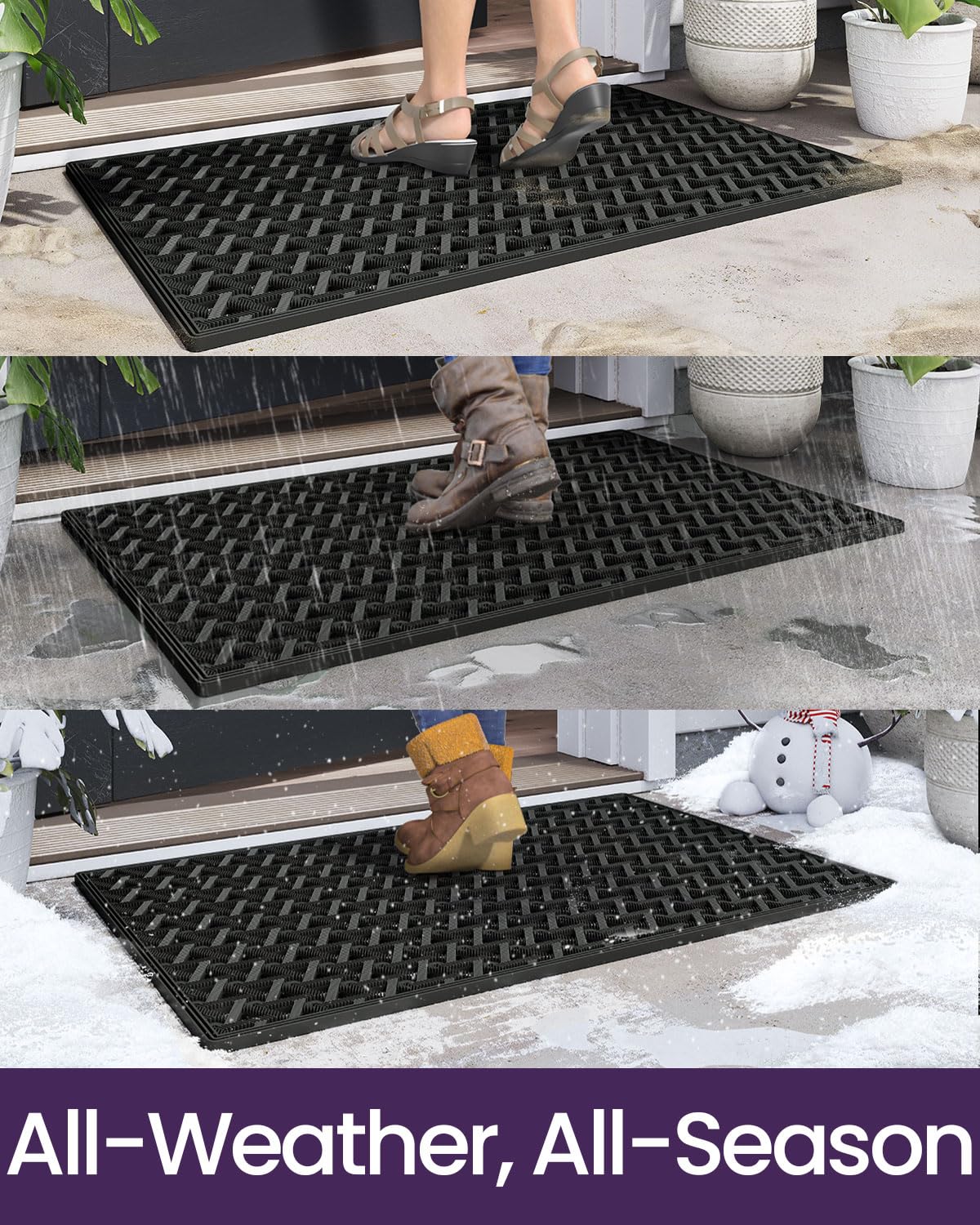 DEXI drainage holes channel water away, reducing puddles at the doorway.