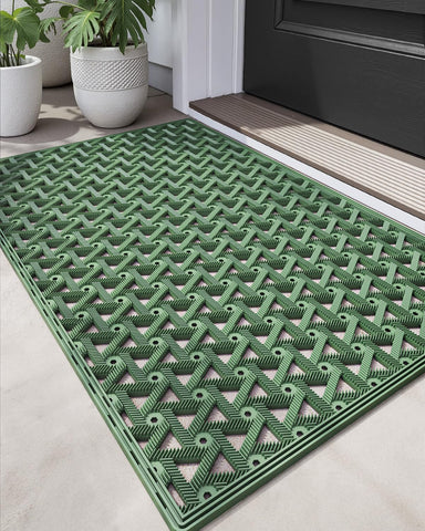 DEXI front door mat 24x36 green with non-slip backing, a safer entrance.