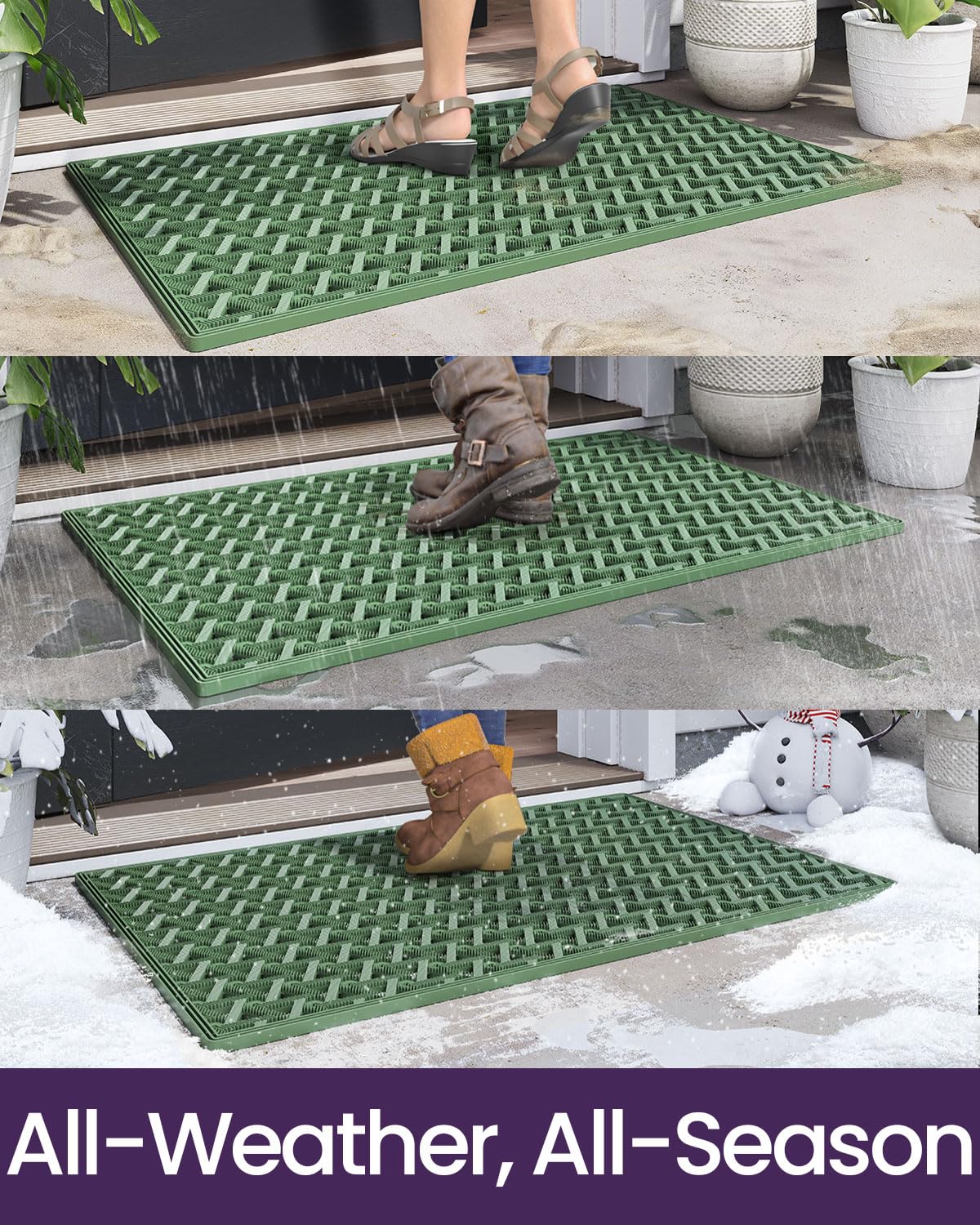 DEXI all-weather mat endures heat and cold for outdoor entryways.