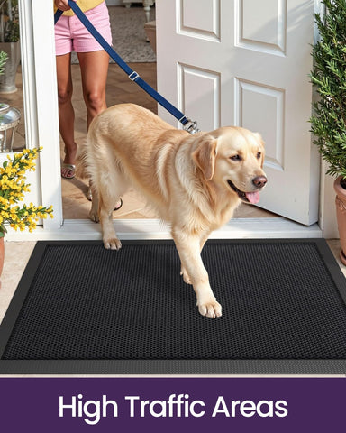 DEXI front door mat dark grey finish hides dirt between cleanings