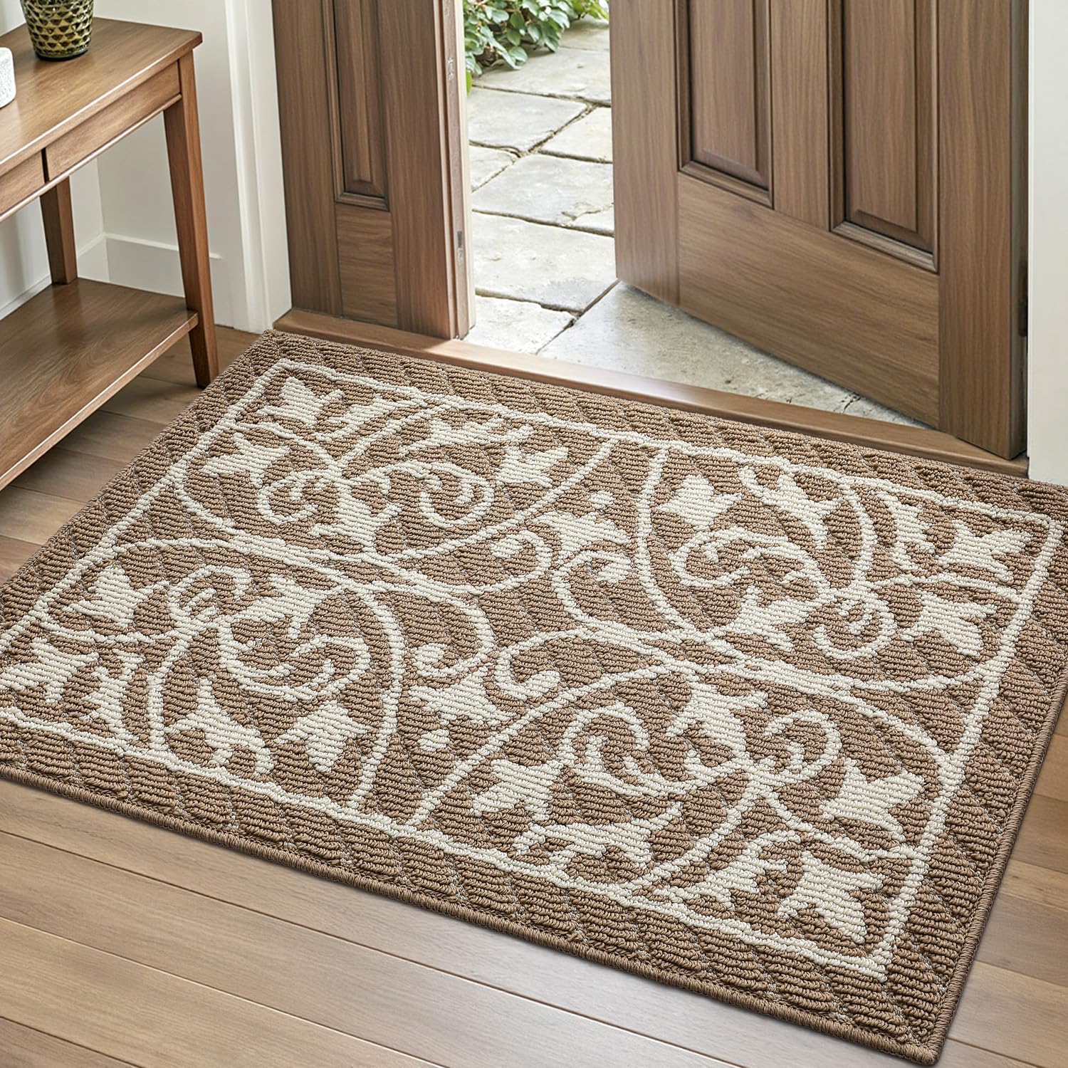 DEXI Front Door Mat dirt-trapper guards floors by catching mud at the doorway.