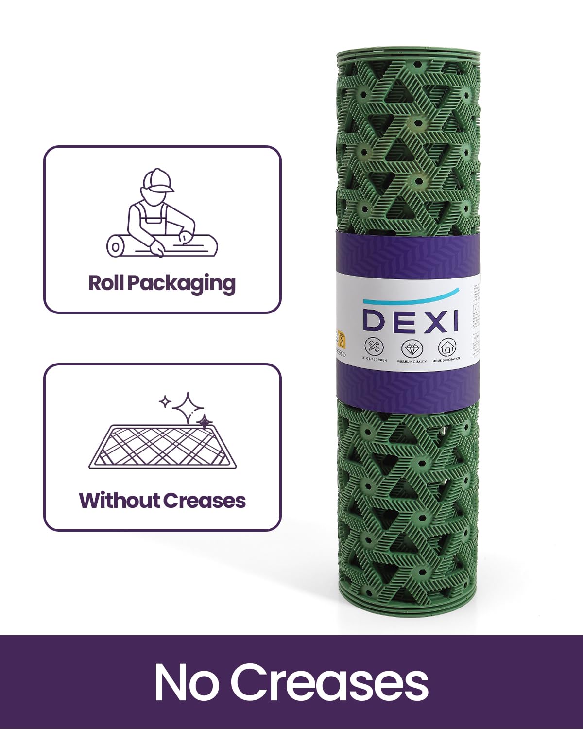 DEXI quick-clean rubber mat; rinse and dry to look new.