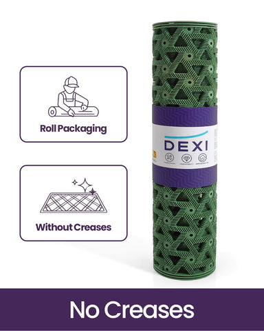 DEXI quick-clean rubber mat; rinse and dry to look new.