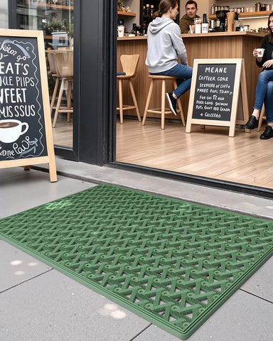 DEXI entryway mat keeps floors dry when coming in with wet footwear.