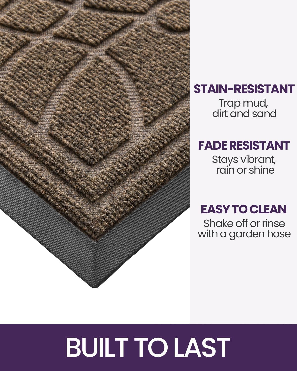 DEXI low-profile door mat with non-slip backing allows easy door clearance