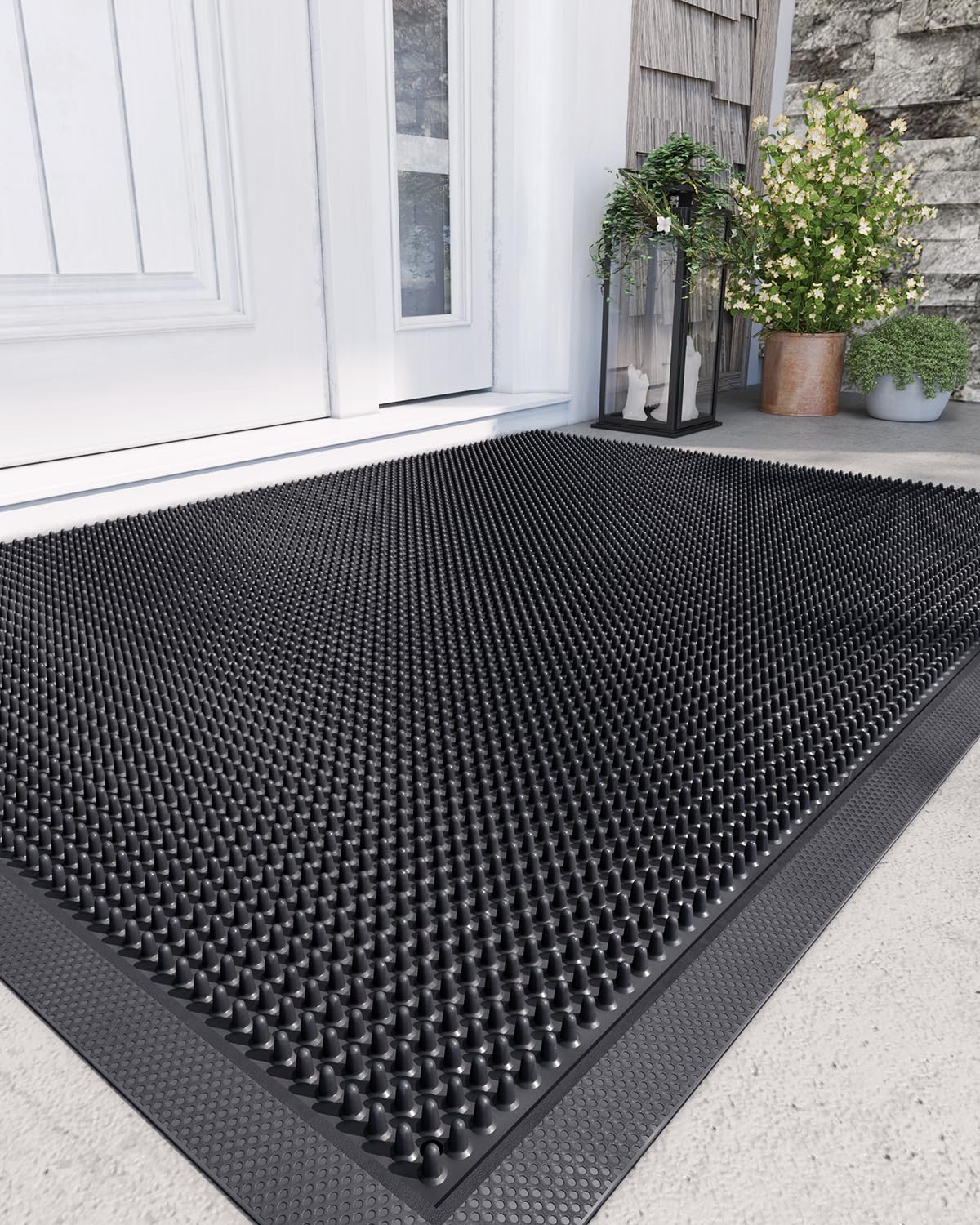 DEXI front door mat 36x48 for outdoor entry with rugged rubber